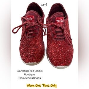 Southern Fried Chicks Red Glitter Sneakers